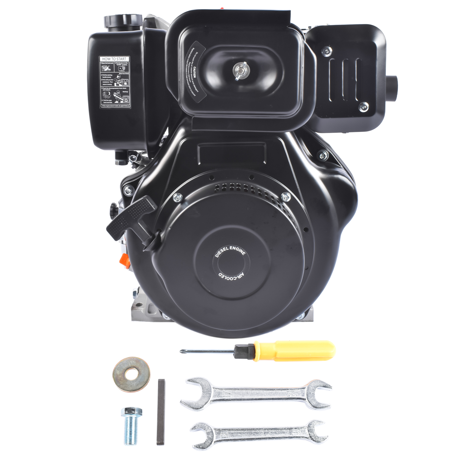 10HP 4Stroke Single-Cylinder Diesel Engine 418CC 6300W Recoil 3600RPM Air Cooled (Black) view 3