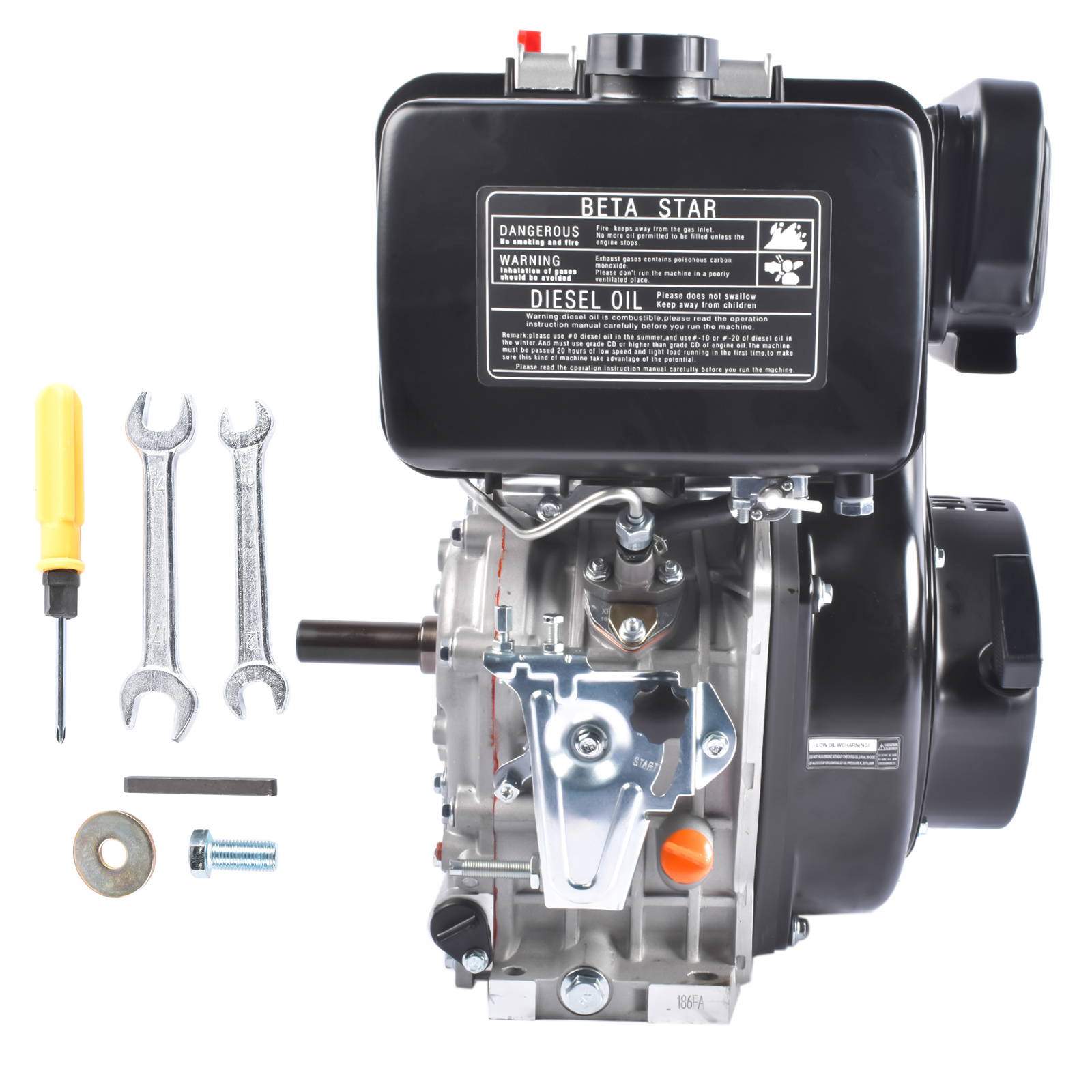 10HP 4Stroke Single-Cylinder Diesel Engine 418CC 6300W Recoil 3600RPM Air Cooled (Black) view 4