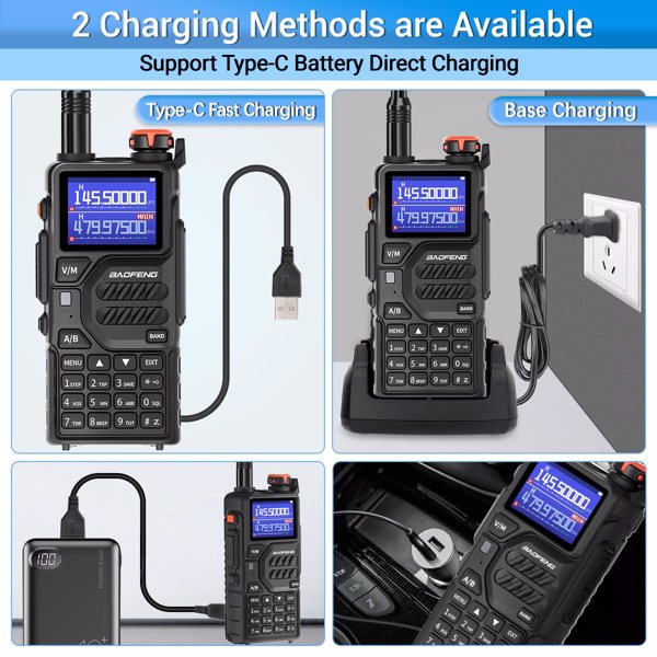 宝峰 Baofeng K5plus 10w 双频对讲机 黑色+适配器+USB线 3个装 -2