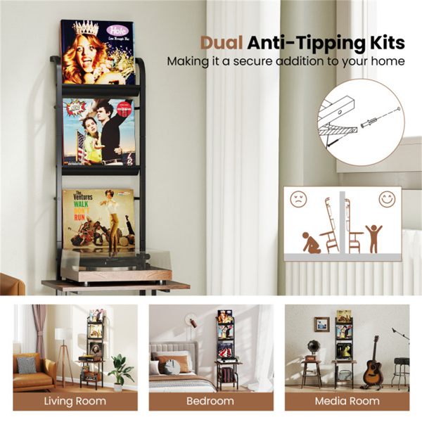 带展示架的5层唱片播放器支架-棕色  （amazon shipping-发货，WALMART禁止销售）-8