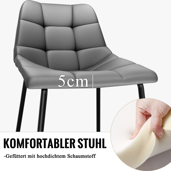 餐椅（一套 2 把），带高靠背的仿皮餐椅，带金属脚的现代厨房椅，适合客厅厨房的软垫餐桌椅-3