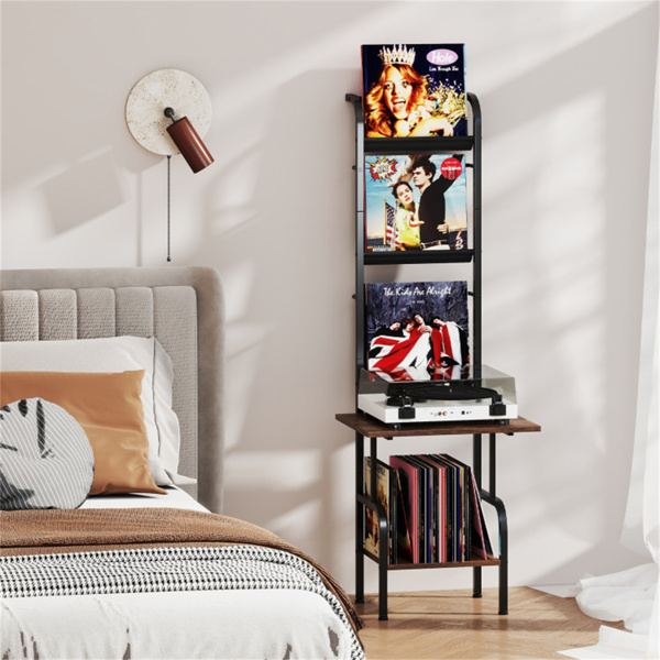 带展示架的5层唱片播放器支架-棕色  （amazon shipping-发货，WALMART禁止销售）-6