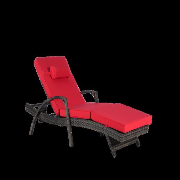 户外柳条长躺椅 2 件套带靠垫，柳条躺椅草坪日光浴椅躺椅可达 150° 海滩池畔花园-6