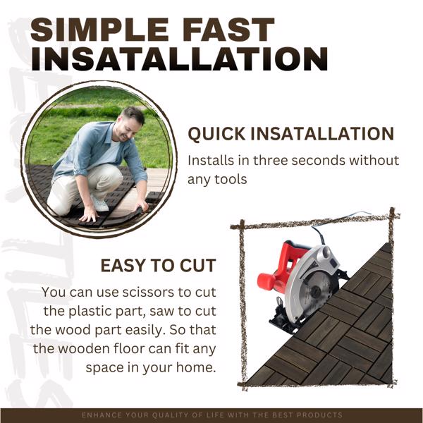 30 块联锁甲板瓷砖条纹图案，12 英寸 x 12 英寸方形浅灰色相思木硬木户外地板，适用于露台、阳台、泳池边-15