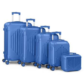 Stylish 5-Piece ABS Luggage Set with Diamond Pattern & Non-TSA Locks (<b style=\\'color:red\\'>Deep</b> Blue)