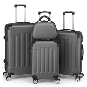 4-Piece Suitcase Set, Travel Suitcase Set, Hard Shell Trolley Made of ABS with Telescopic Handle, Hand Luggage, Gray