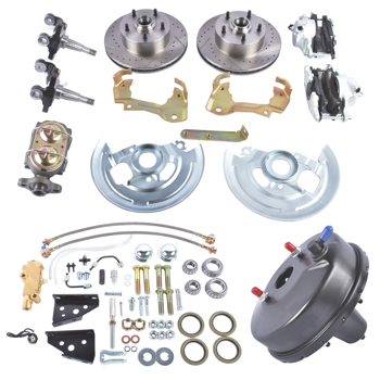 Front Disc Brake Conversion Kit 9\\" Booster Drilled Rotors for GM A F X DBK6472LX