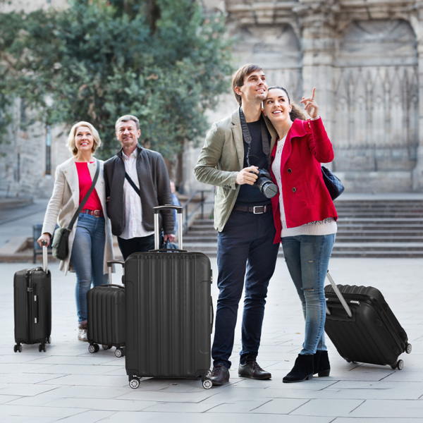 4-Piece Suitcase Set, Travel Suitcase Set, Hard Shell Trolley Made of ABS with Telescopic Handle, Hand Luggage, black