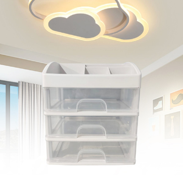 Makeup Organizer with 3 Drawers, Cosmetic Display Cases, Makeup Storage Box (3 Drawers) (white)