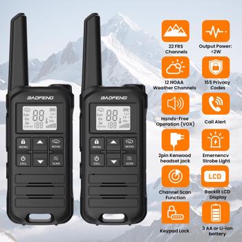  BAOFENG Walkie Talkie FR-22A 3W, Frequency Ham Radio Long Range Rechargeable Two Way Radio for Adults Kids with 16 channnel, NOAA, USB-C Charging, Perfect for Camping Hiking