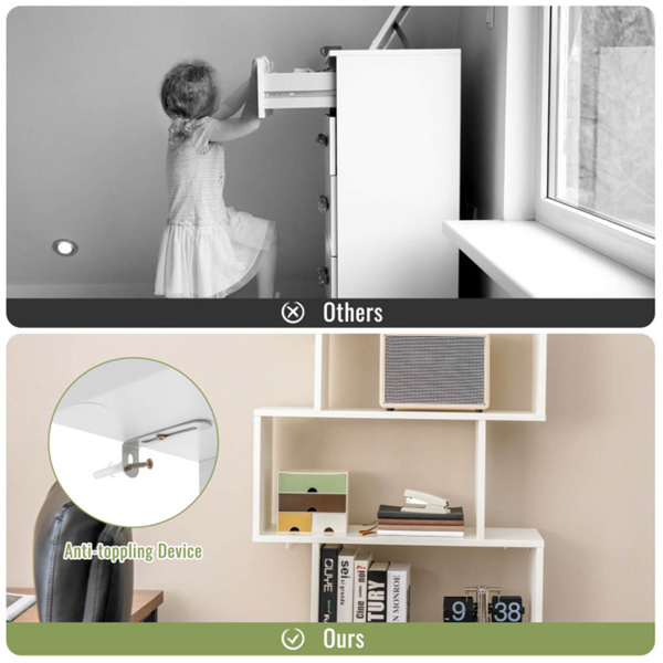 6层几何书架，带白色橱柜和门 （amazon shipping-发货，WALMART禁止销售）周末不发货-7