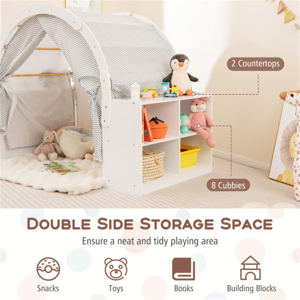 Versatile Kids Playhouse With totally 8 cubbies and 2 countertops