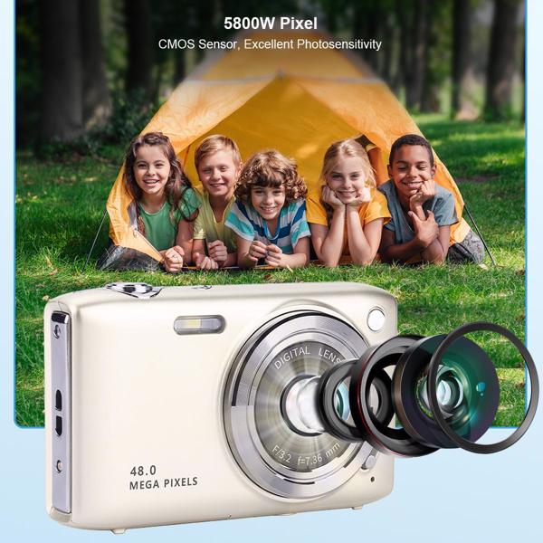 Digital Point and Shoot Camera, Compact Digital Camera with 2.88' IPS Screen 48MP 4K for Photo and Video, Small Digital Camera Support 16X Zoom Macro Mode and Flash, Beginner Camera for Teens