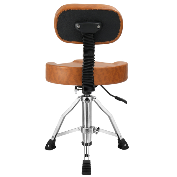 Drum Throne with Backrest, Hydraulic Drum Stool Adjustable Height, Heavy Duty Hydraulic Drum Seat Saddle Design for Drummers Brown