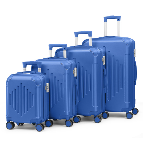 Complete 4-Piece ABS Luggage Set with Diamond Pattern & Reinforced Corners (Deep Blue)