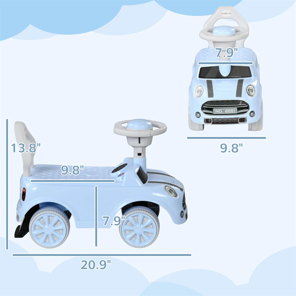 Light Blue toddler ride-on toy with Horn