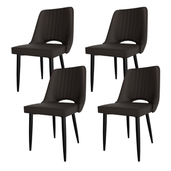 Esszimmerstühle 4er Set, Stühle Esszimmer Kunstleder mit Hoher Rückenlehne, Küchenstühle Modern mit Metallfüßen, Gepolsterter Esstisch Stühle Geeignet für Wohnzimmer Küche