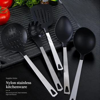 Cooking Utensil <b style=\\'color:red\\'>Set</b> Premium 5 Piece Kitchen Utensil <b style=\\'color:red\\'>Set</b> - Stainless Steel Handle and Nylon Faucet