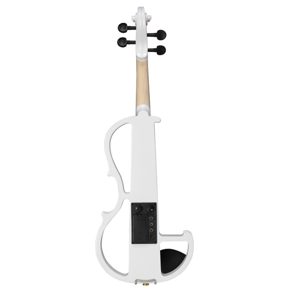 Full Size 4/4 Bunnel Edge Electric Silent Violin with Case Bow Rosin Headphone Connecting Line White