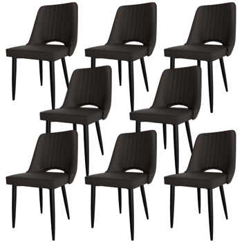 Esszimmerstühle 8er Set, Stühle Esszimmer Kunstleder mit Hoher Rückenlehne, Küchenstühle Modern mit Metallfüßen, Gepolsterter Esstisch Stühle Geeignet für Wohnzimmer Küche