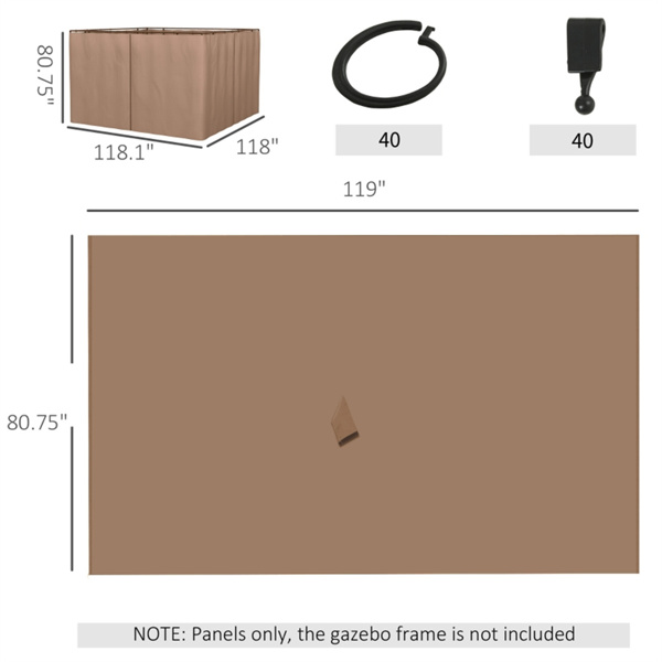 Universal Gazebo Sidewallt  Coffee-AS ( Amazon Shipping)（Prohibited by WalMart）