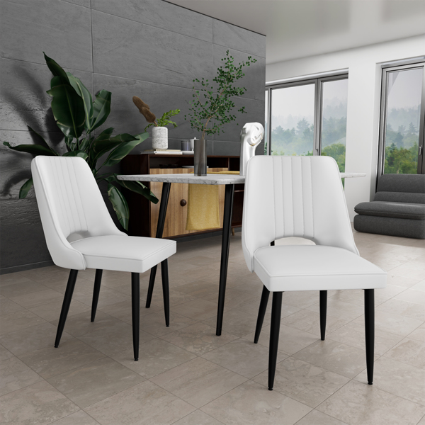 餐椅（一套 4 把），带高靠背的仿皮餐椅，带金属脚的现代厨房椅，适合客厅厨房的软垫餐桌椅-8