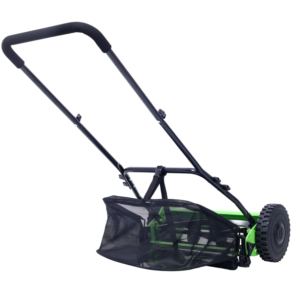 14-Inch 5-Blade Push Reel Lawn Mower with Grass Catcher, GREEN COLOR 
