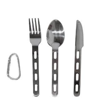 3Pcs Camping Cutlery Set 430 Stainless Steel Flatware Travel Cutlery Set