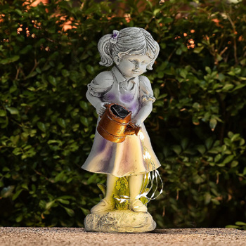 Solar Lights Outdoor Garden Ornaments - Waterproof Solar Lights Garden Ornaments, Little Girl Watering Garden Statues Outdoor,