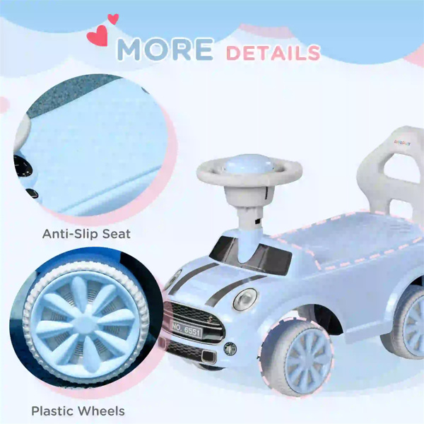 Light Blue toddler ride-on toy with Horn