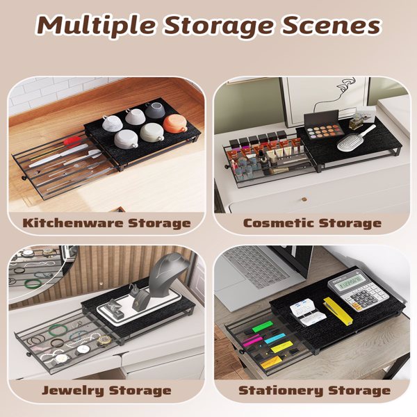 K Cup Organizer, Coffee Pod Holder Drawer, Under Brewer Storage Organizer with Sliding Drawer holds up to 35 K-Cup Pods, No Assembly Needed, Black