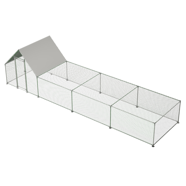 26'Lx6.7'Wx6.6' ft Large Metal Chicken Coop, Walk-in Chicken Run, Galvanized Wire Poultry Chicken Hen Pen Cage, Rabbits Duck Cages with Waterproof and Anti-Ultraviolet Cover for Outside 