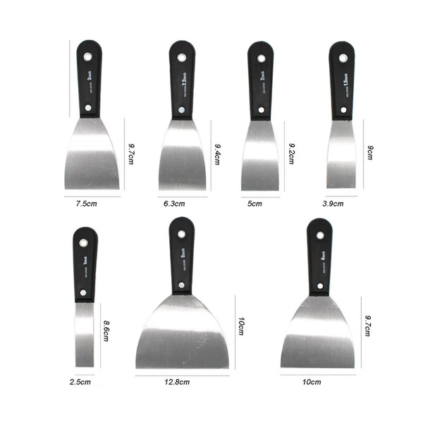 7 Pieces Scrapers and Filling Knives Set with Tool Bag, Wall Paint Scrapers with Anti-Slip Plastic Handle