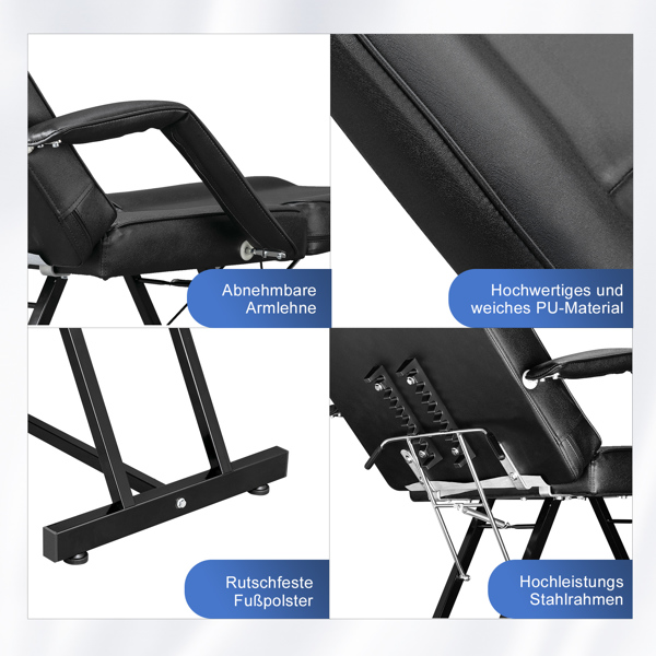 015A Beauty Salon Bed with Stool Black【Same code 10456084】