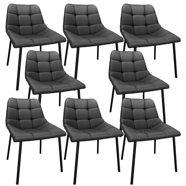 Esszimmerstühle 8er Set, Stühle Esszimmer Kunstleder mit Hoher Rückenlehne, Küchenstühle Modern mit Metallfüßen, Gepolsterter Esstisch Stühle Geeignet für Wohnzimmer Küche