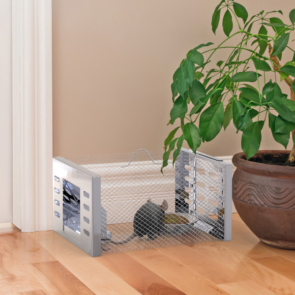 2Pcs Humane Rat Trap Catch and Release Live Mouse Cage Traps with Automatic Continuous Cycle Trapping for Chipmunk Rodent Mouse Small Animals
