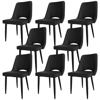 Esszimmerstühle 8er Set, Stühle Esszimmer Kunstleder mit Hoher Rückenlehne, Küchenstühle Modern mit Metallfüßen, Gepolsterter Esstisch Stühle Geeignet für Wohnzimmer Küche