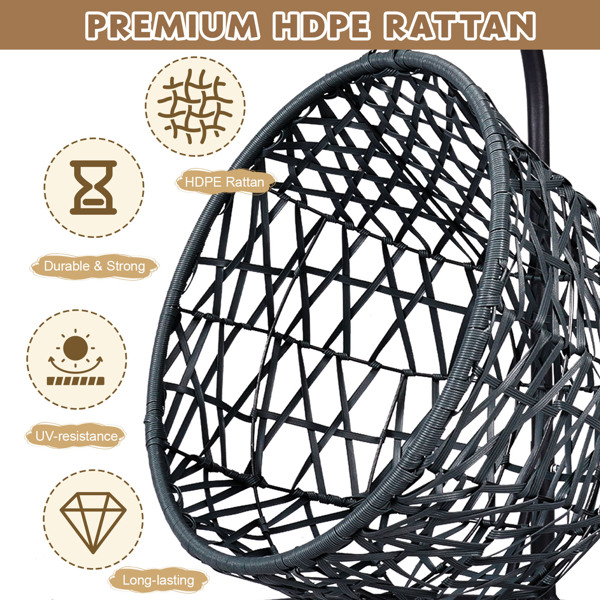 Cat Swing Bed with Stand & Cushion, Cat Egg Chair with Rattan Wicker Appearance, Indoor Hanging Swinging Cat Bed for Cats, Small Dogs, and Small Animals, Gray