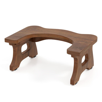 Teak Wood Toilet Stool with Non-slip Foot Pads 