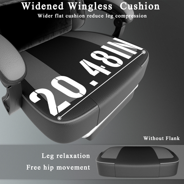 游戏椅，带袋装弹簧坐垫和脚踏，符合人体工学的成人电脑椅，透气 PU 皮革游戏椅，可调节头枕和腰部支撑办公桌椅（TEMU仅限自提）-6