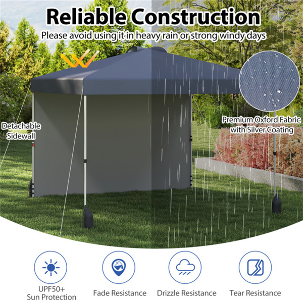 10 X 10英尺弹出式雨棚帐篷带轮式包和1个侧墙 - 灰色（amazon shipping-发货，WALMART禁止销售）周末不发货-6