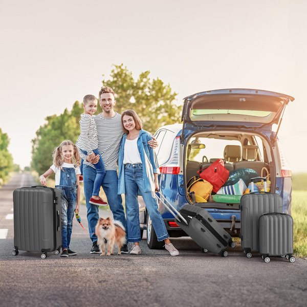 4-Piece Suitcase Set, Travel Suitcase Set, Hard Shell Trolley Made of ABS with Telescopic Handle, Hand Luggage, grey
