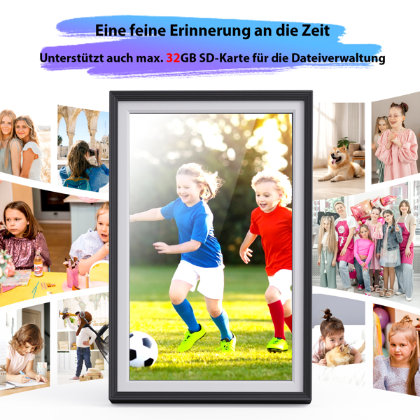 Digital photo frame with WiFi photo transfer. Digital picture frame with 1280x800 pixels, 32 GB, electronic photo frame with Uhale photo/video-sharing feature.