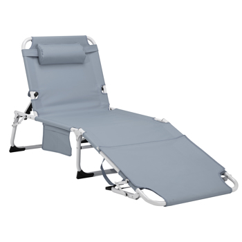 3-in-1 Heavy Duty Tanning Chair with Face Hole Adjustable 5-Position Folding Chaise Lounge Chairs for Outside Portable Lay Flat Beach Lounge Chair for Outdoor Sunbathing Patio Pool Lawn Camping Deck