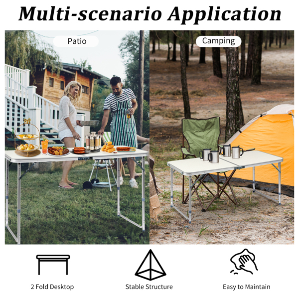 120 x 60 x 70 4Ft Portable Multipurpose Folding Table White