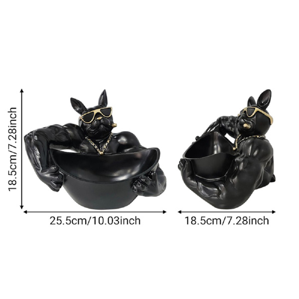 法斗牛犬狗收纳摆件家居装饰玄关鞋柜钥匙遥控器收纳盒工艺品礼品 肌肉狗-2