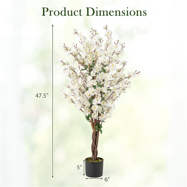 47"白色假梅花，实木树干  (AMAZON 禁售）周末不发货-3