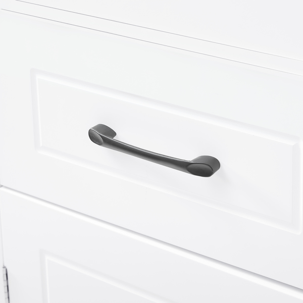 高浴室储物柜，独立式储物柜，带两个门和可调节搁板，门搁板设计，MDF 板，涂漆饰面，白色-22