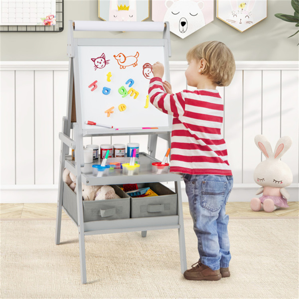 Gray 3-in-1 Art Easel  with Magnetic Chalkboard and Whiteboard
