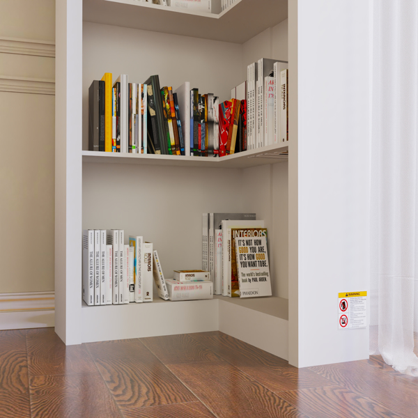 Corner bookshelf, 5 tier open bookshelf, good texture, sturdy and durable, high environmental protection, storage, display, reading one-stop meet, bedroom, living room, study, the essential bookshelf.